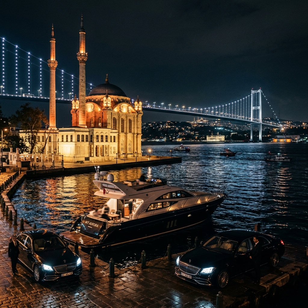 Two continents Istanbul night tour - stunning Bosphorus Bridge illuminated at Ortaköy at night