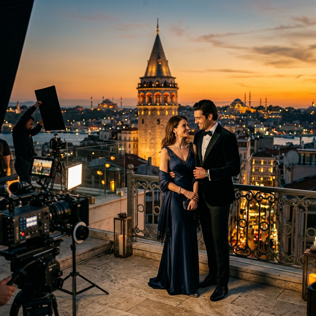 Istanbul cinematic experience - professional photography experience and luxury VIP vehicle package near Galata Tower