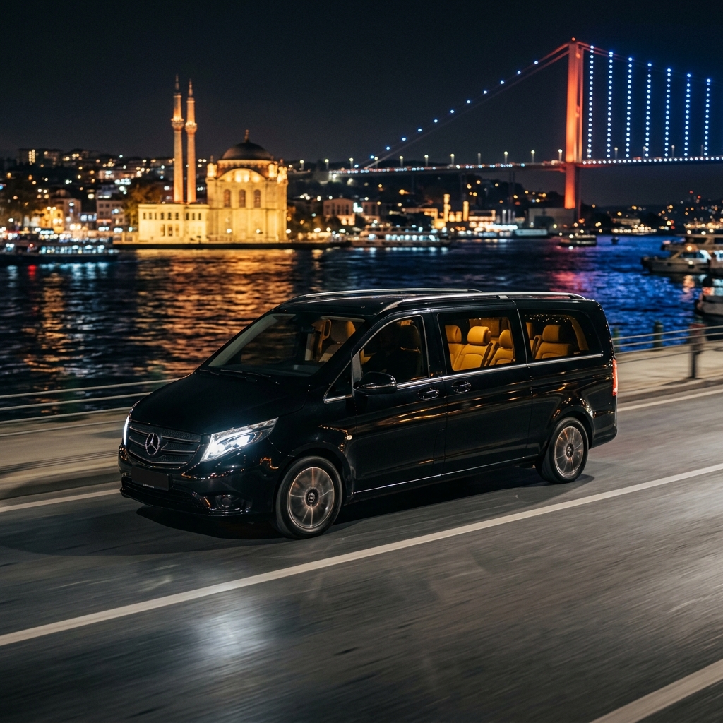 Luxury Istanbul VIP tour - premium VIP transportation at night in Istanbul Bosphorus